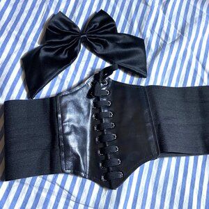 BEAUTIFUL SEXY WIDE STRETCH CORSET BELT WITH SATIN BOW 29" MEDIUM